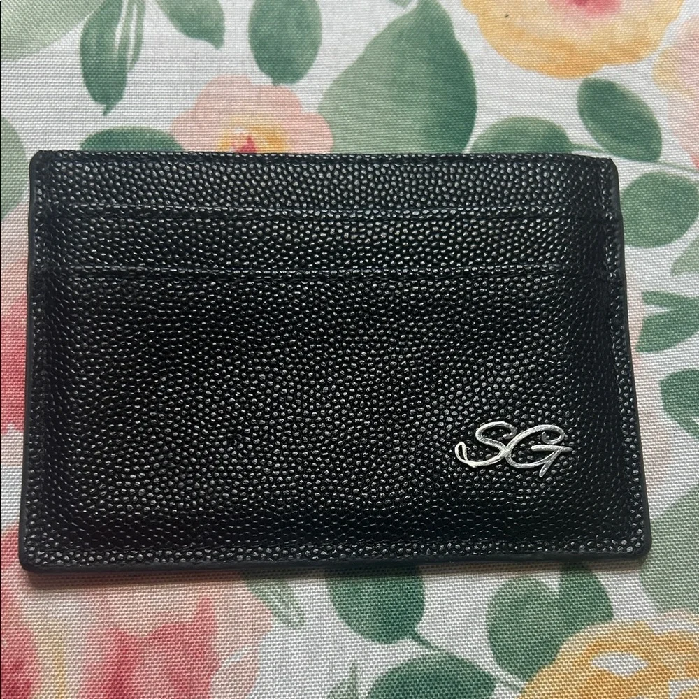 Sylvian Grant Minimal Black pebbled leather Card Wallet